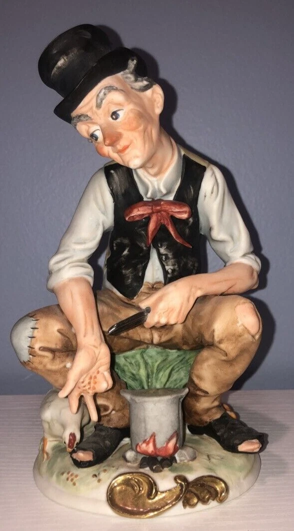 Giuseppe Cappe Capodimonte Italian Corn Peeler Vintage Porcelain Figurine