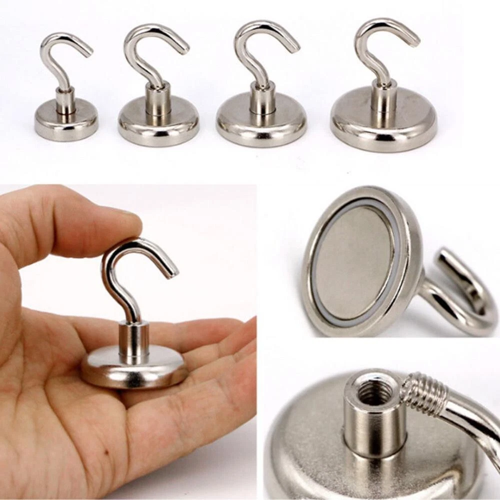 6PCS 12-48MM Rare Earth Neodymium N38 Magnetic Hanger Holder Magnet Hanging Hook