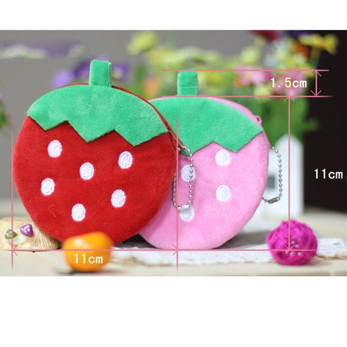 Girls Cute Mini Fruit Shape Portable Zipper Coin Purse Wallets Case Plush Bag  ^ - Bild 3 von 18