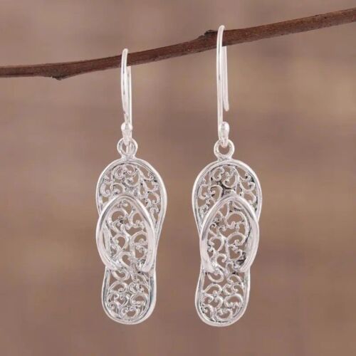Silver Flip Flop Earrings NEW #0066