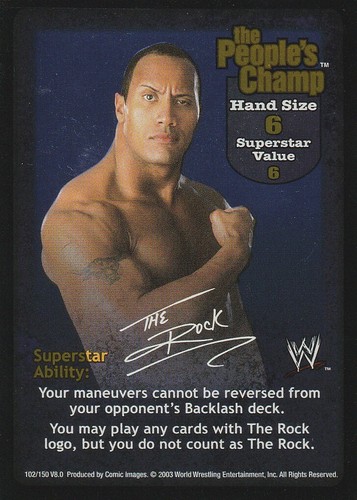 WWE The People s Champ The Rock Superstar Card For Rock Played Raw 