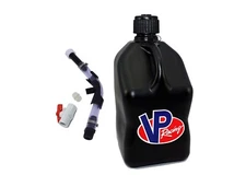 VP Racing Black Square 5 Gallon Fuel Jugs + Hose, Hose Bender, and Ball Valve