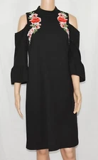 JAX Black Label #6515 NEW Women's Floral Embroidered Cold-Shoulder Dress $138