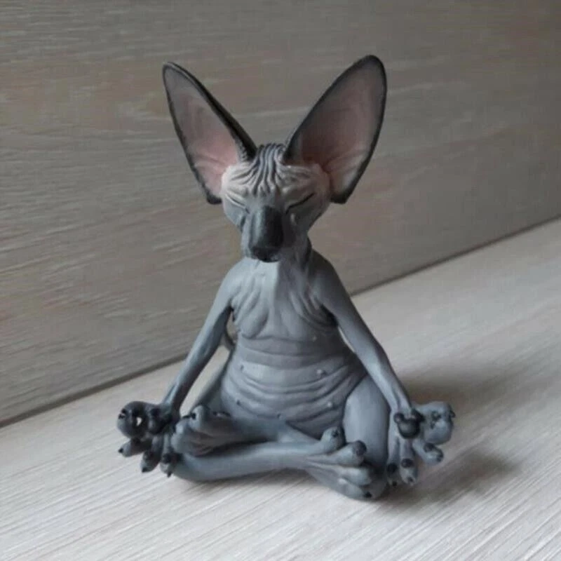 Juguetes Modelo Coleccionable Muñeca Meditar Gato Esfinge Decoración Hogar Gato Estatuilla Sin Pelo Foto 3 de 4