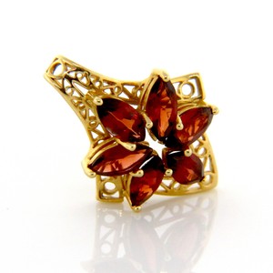 14K Yellow Gold Marquis Garnet Compass Star Floret ...