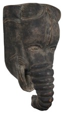 Antique Theriomorphic Carved Wood African Tribal Elephant Mask Wall Hanging 20
