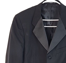 Tuxedo Club Mens Black 100 Wool 3 Button Tuxedo Jacket, 44L