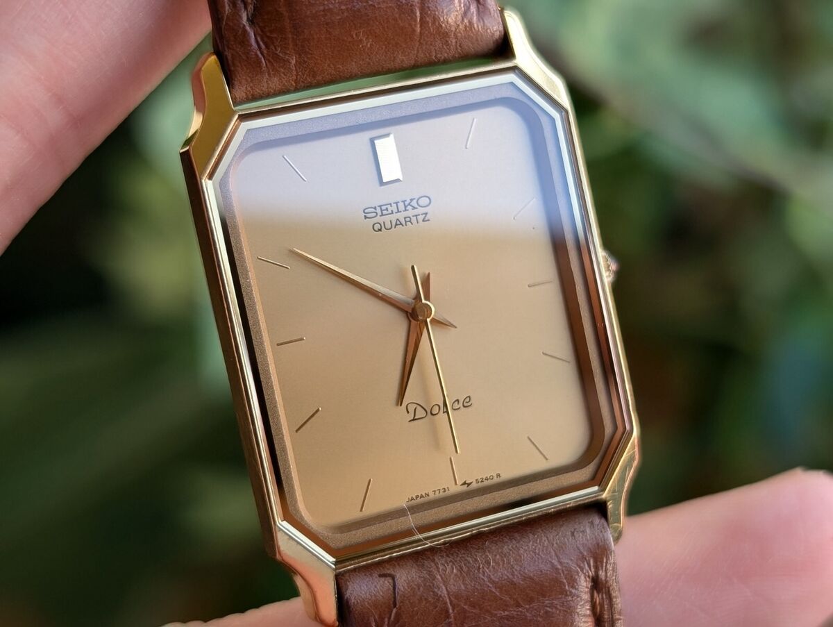 1989 SEIKO Dolce 7731-5210 Gold Dial Tank quartz Men's Watch 1989 SEIKO Dolce 7731-5210 Gold Dial Tank quartz Men's Watch