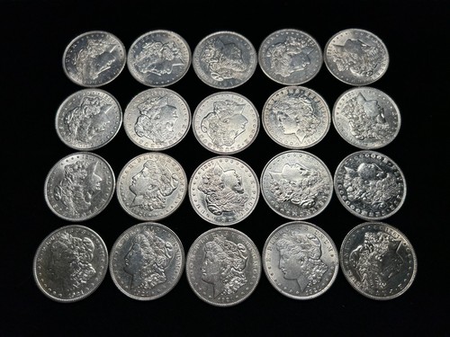 1921 Silver Morgan Dollars Roll of 20 Coins Cherry Picked AU-BU with No Reserve