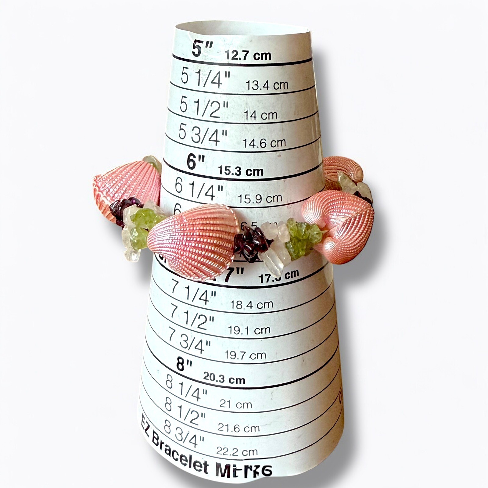 Chunky Shell Beaded Bracelet Stone Crystal Stretc… - image 5