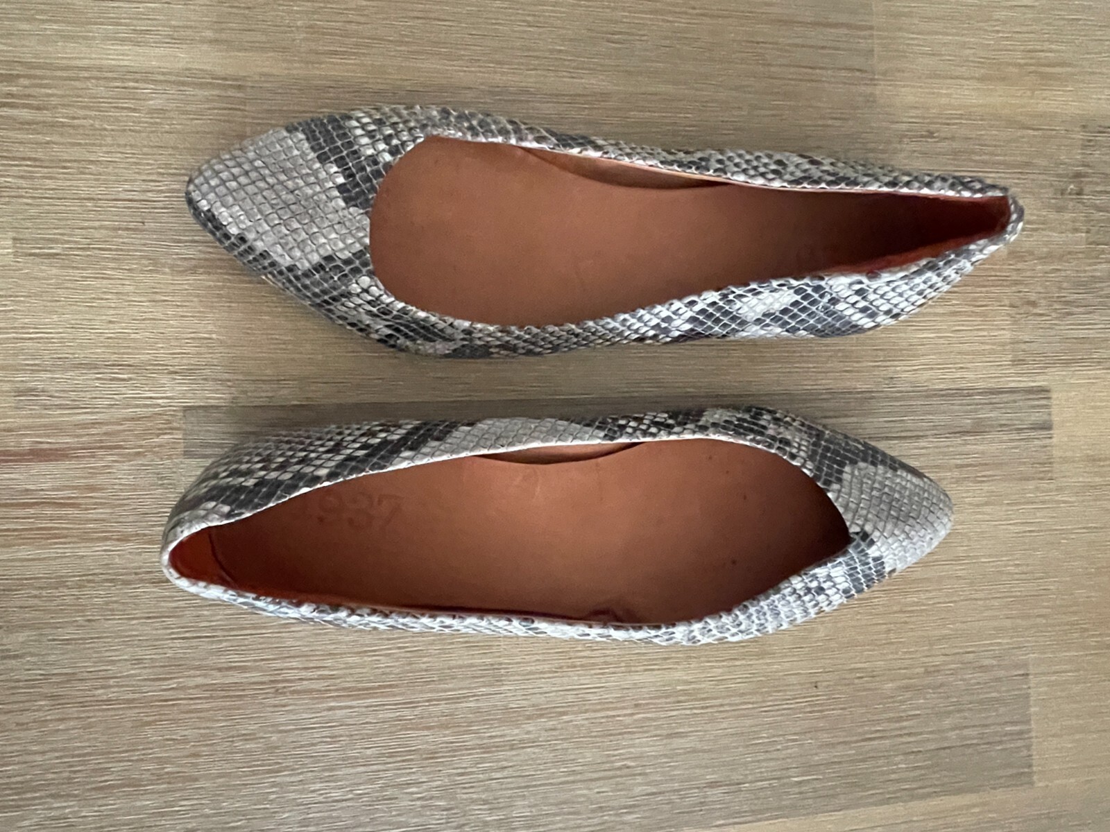 Madewell Snake Python Pointy Toe Grey Leather Fla… - image 1