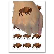 American Buffalo Bison Solid Temporary Tattoo Water Resistant Fake Body Art Set