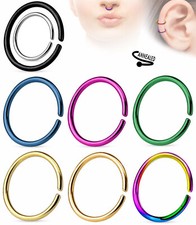 10pk Ear Cartilage Septum Nose Hoop Rings Rook Daith Helix Tragus Body Jewelry