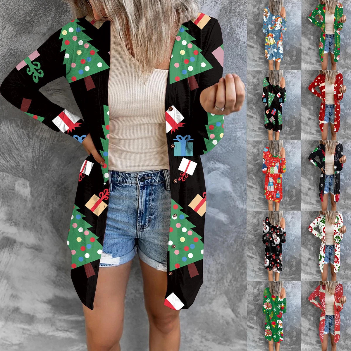 Christmas cardigan top plus size
