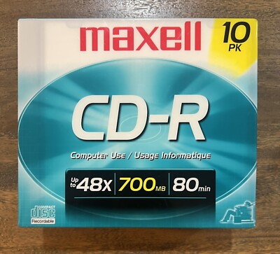 Maxell CD-R 10pk 700MB 80 Min Music Computer Photos Blank Media Discs ...