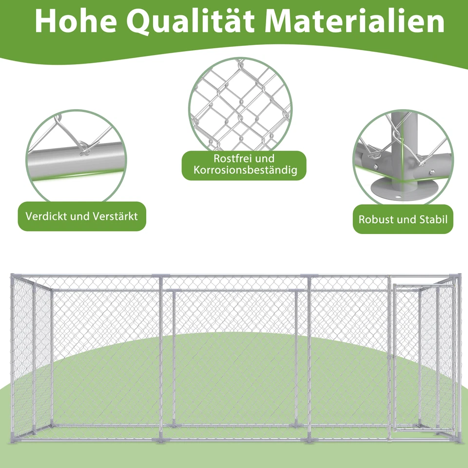 Hundekäfig Hundezwinger Hundehütte Hundehaus Drahtkäfig mit Tür Verzinkter Stahl - Bild 2 von 4