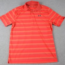 Under Armour Polo Shirt Mens Medium HeatGear Loose Golf Striped Short Sleeve