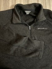 Eddie Bauer Long Sleeve 1/4 Zip Pullover Sweater Men's XL 100 Polyester Brown