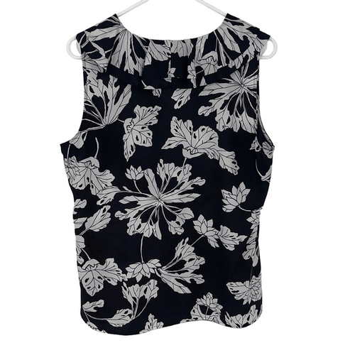 Banana Republic Womens Floral Print Blouse Top Sleeveless Black White Size Large - Picture 3 of 7
