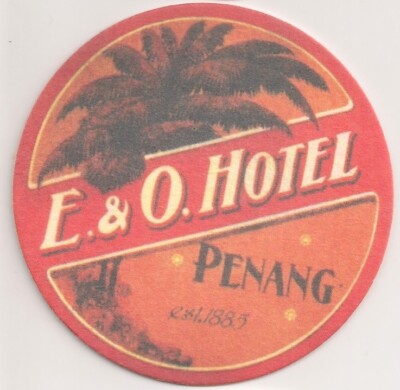 E. & O. (Eastern & Oriental) Hotel, Penang - alter Bierdeckel aus Malaysia