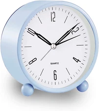Analog Alarm Clock, 4 Inch Super Silent Non Ticking Small Clock with Night Light