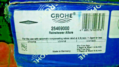 GROHE 1-Spray 9.1 in. Single Ceiling Mount Fixed Rain Shower Head in StarLight C