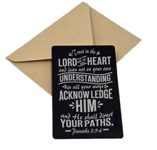 Engraved Metal Wallet Insert Card Religious Gift with Bible Quotes