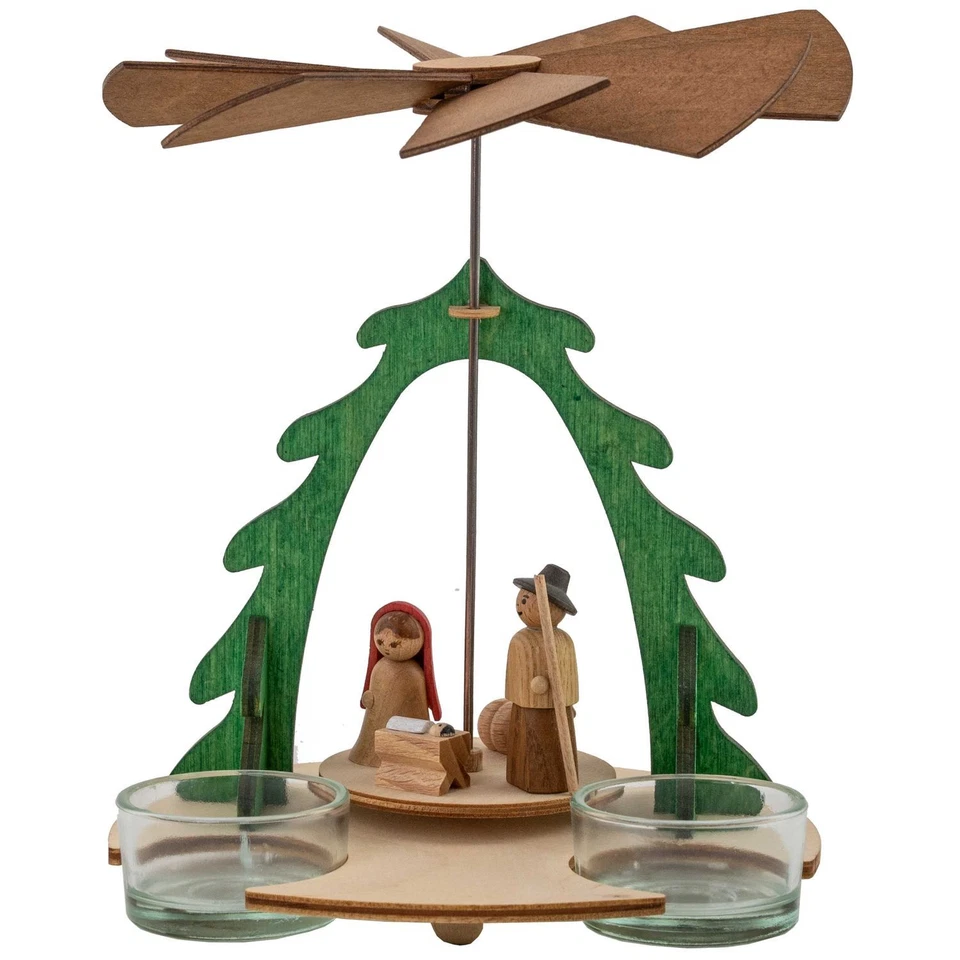 HOBAKU - DRECHSLEREI KUHNERT GMBH Bastelset Kuhnert Pyramide mit Krippe aus Holz zum Zusammenbauen Erzgebirge