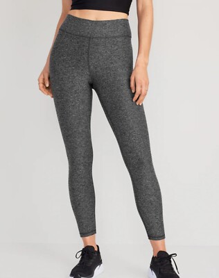 Old Navy Women's Extra High-Waisted Cloud+ 7/8 Leggings Gray/Black Size XXL