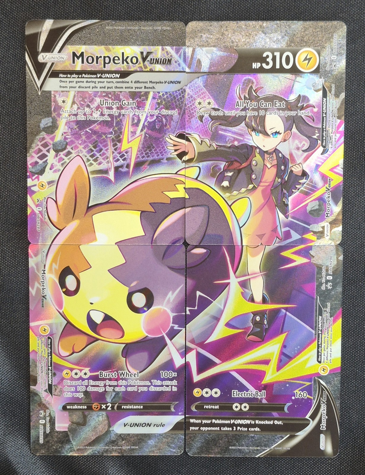 Pokémon TCG Morpeko V-Union SWSH287 / 288 / 289 / 290 Black Star Promo SET NM/M