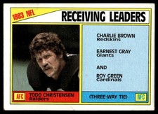 1984 Topps 1983 NFL RECEIVING LEADERS - TODD CHRISTENSEN #203 Raiders Redskins