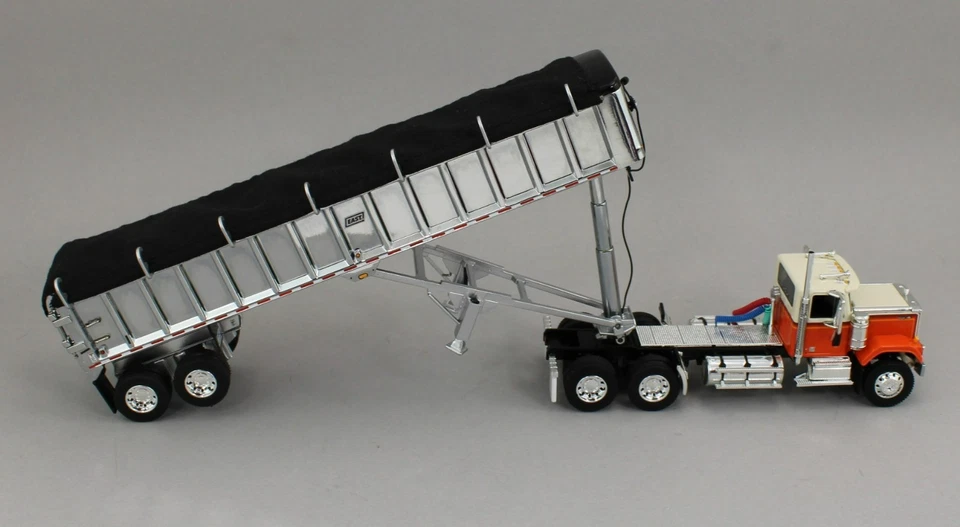 2025 DCP 1:64 *ORANGE* Chevrolet Bison Day Cab w/East Chrome End Dump Trailer - Image 3 of 4