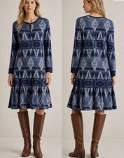 Lauren Ralph Lauren Jeans Co. Dress Blue Aztec Print Henley A-Line Flare Size XS