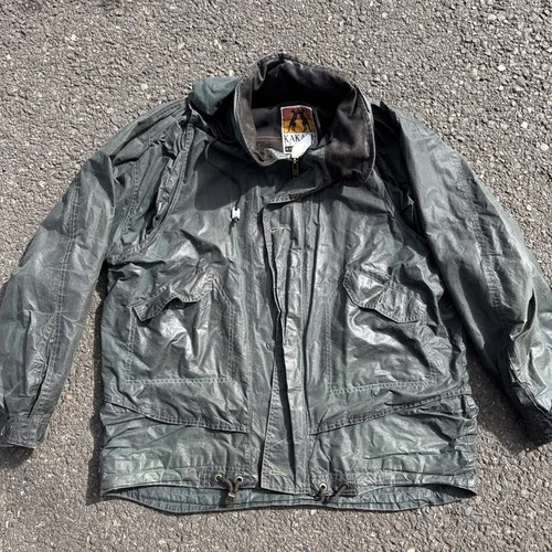 Kakadu Traders Australia Men’s L Oilskin Jacket Green Zip Up Vintage WOW! Waxed - product listing photo