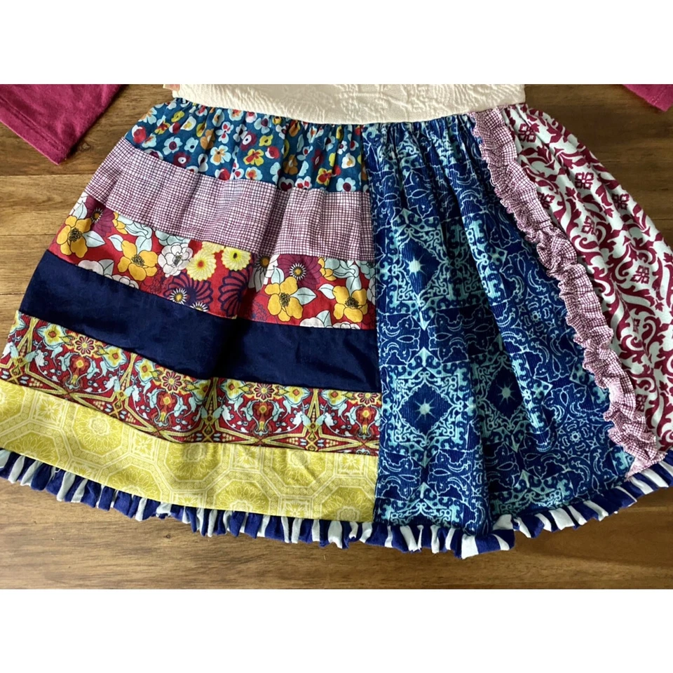 Persnickety Arabesque Bristol Dress Cream Red Blue Mixed Print Floral 12-18M  - Imagem 4 de 4