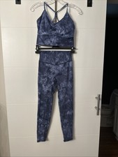 Gymshark Elevate longline sports bra and matching leggings set Lakeside blue S