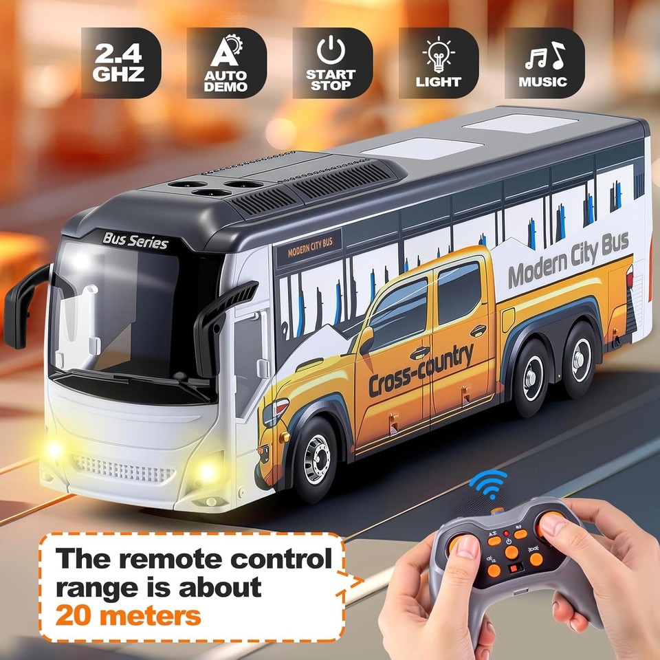 9 Channel RC Bus for Kids, 2.4G Remote Control City Buses with LED ...