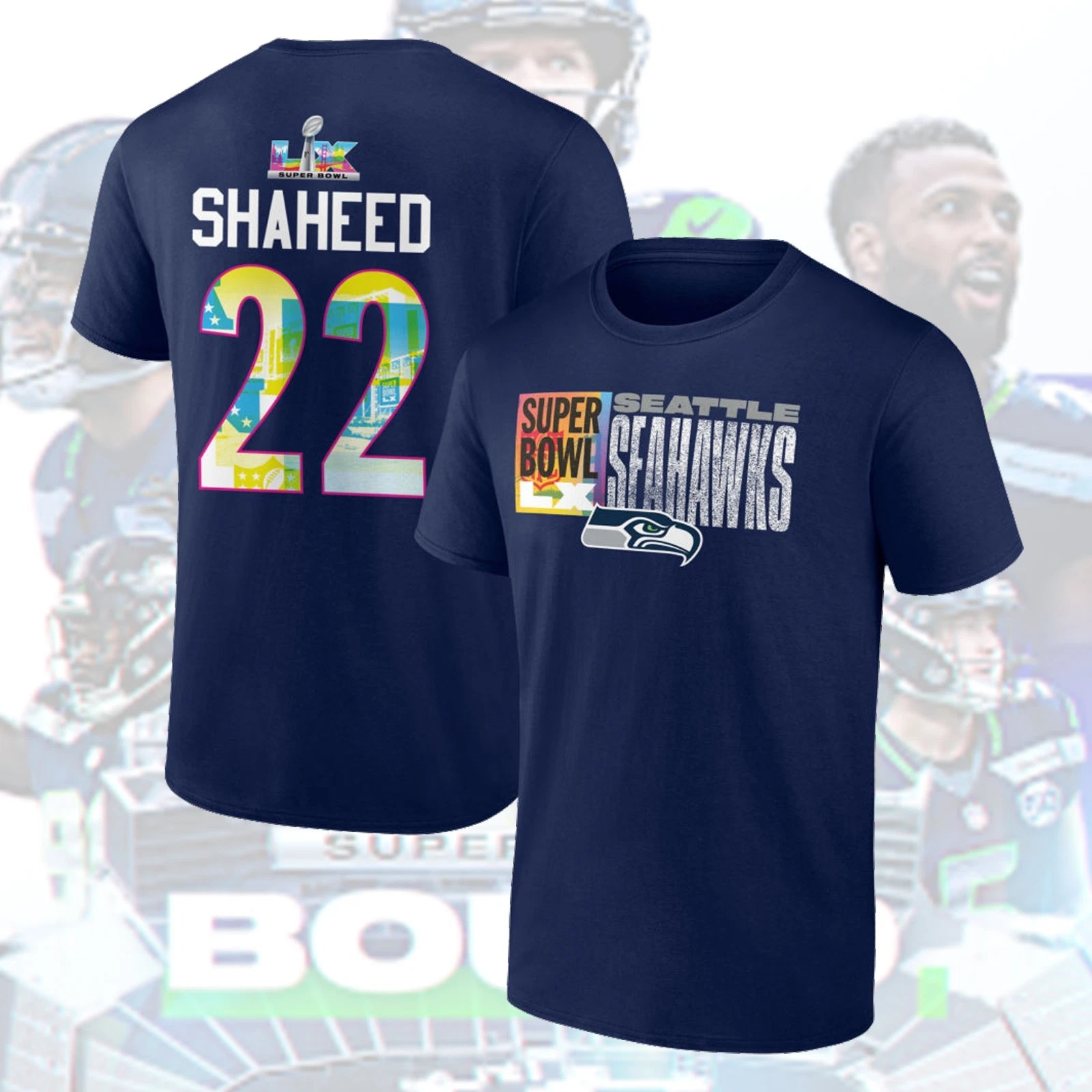 Seattle Seahawkss Super B.owl Name & Numb: Ivey, Charbonnet, Lawrence, Shaheed