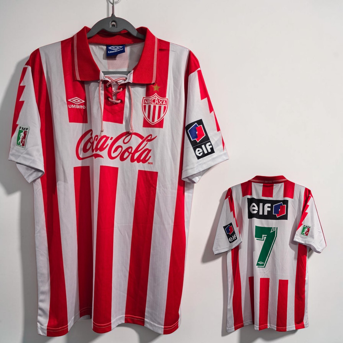 RAYOS DE NECAXA 95/96 Home - Champion - ALEX AGUINAGA # 7 - XL