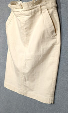 Banana Republic Denim Midi Skirt 6 Ecru Minimalist Elevated Casual Preppy Class