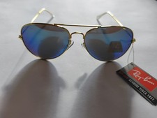 Ray Ban Aviator Sonnenbrille Gold Blau Spiegel