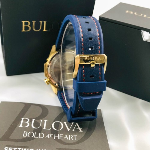 Bulova Marine Star 97B168 Blue Dial Chrono Silicone Strap Mens Quartz ...