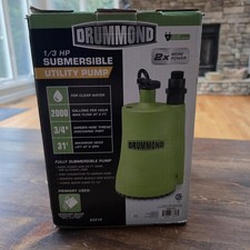  DRUMMOND 1/3 HP Submersible Utility Pump 2000 GPH #63318 For Clean Water 