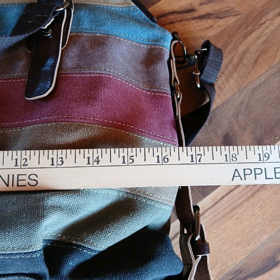 Canvas Patchwork Rainbow Shoulder Bag Large Capac… - image 15