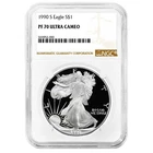 1990-S $1 1-oz Proof American Silver Eagle NGC PF70UC Brown Label