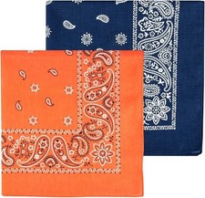 Levi's Mens 100 Cotton Bandana   Headband, Wrap, Protective Cove Navy/Orange