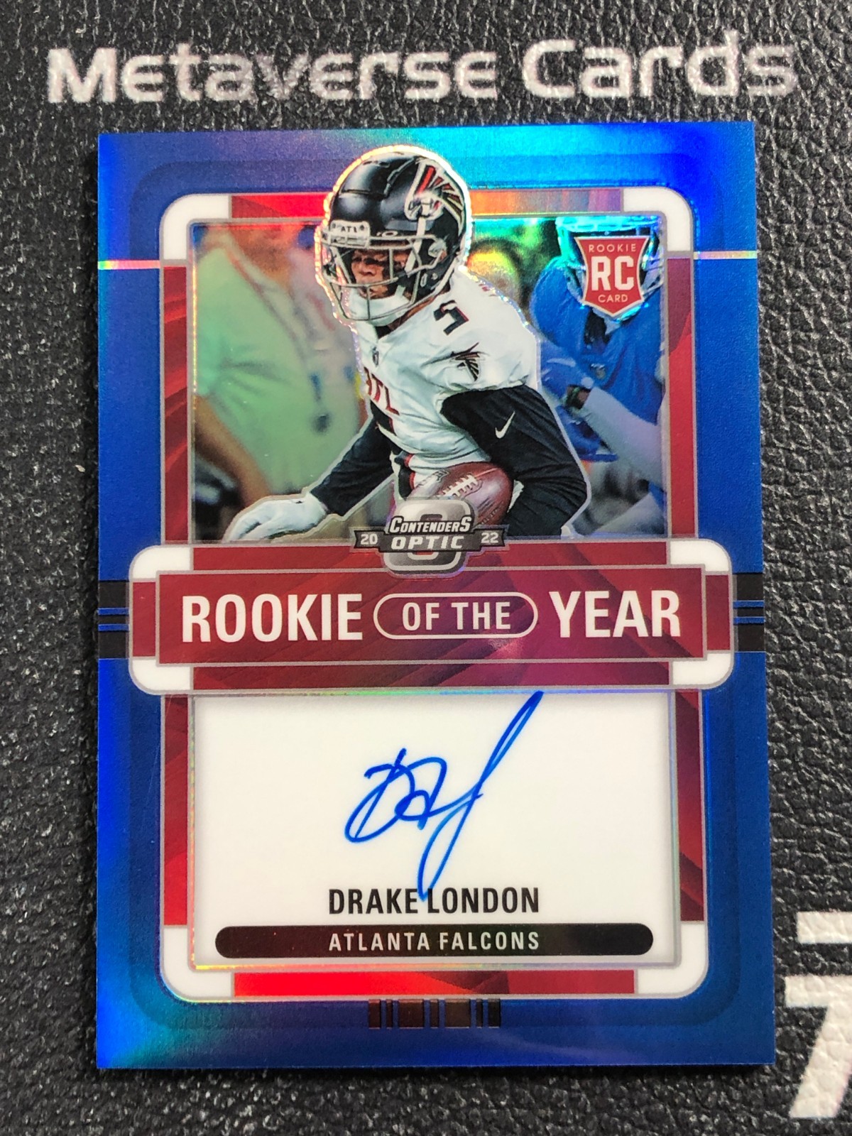 Drake London Panini Contenders Optic Rookie of the Year Contenders Autographs #ROYDL Blue