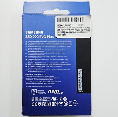 Samsung 990 EVO PLUS 1TB SSD NVME M.2 Gen 4.0 & 5.0 Solid State