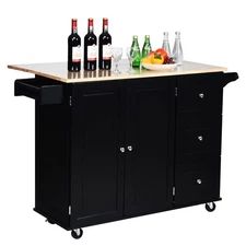  Kitchen Island Cart on Wheels, Rolling Kitchen Island with Drop Leaf Top