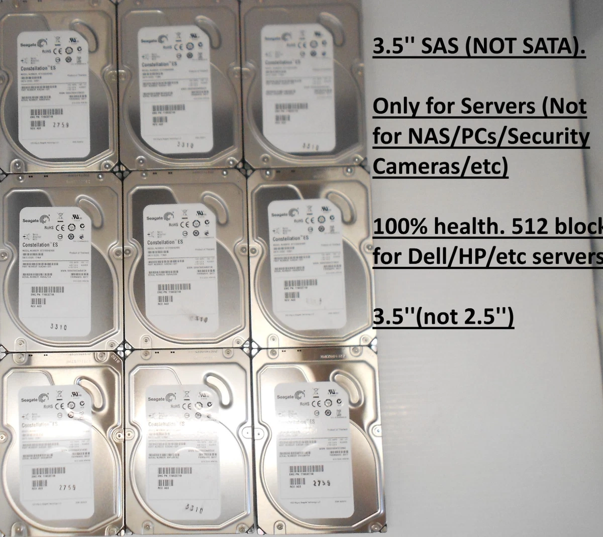 LOT OF 4 Seagate 1TB 3.5 Lot Of 4* Seagate ST31000424SS 1TB 7.2K 